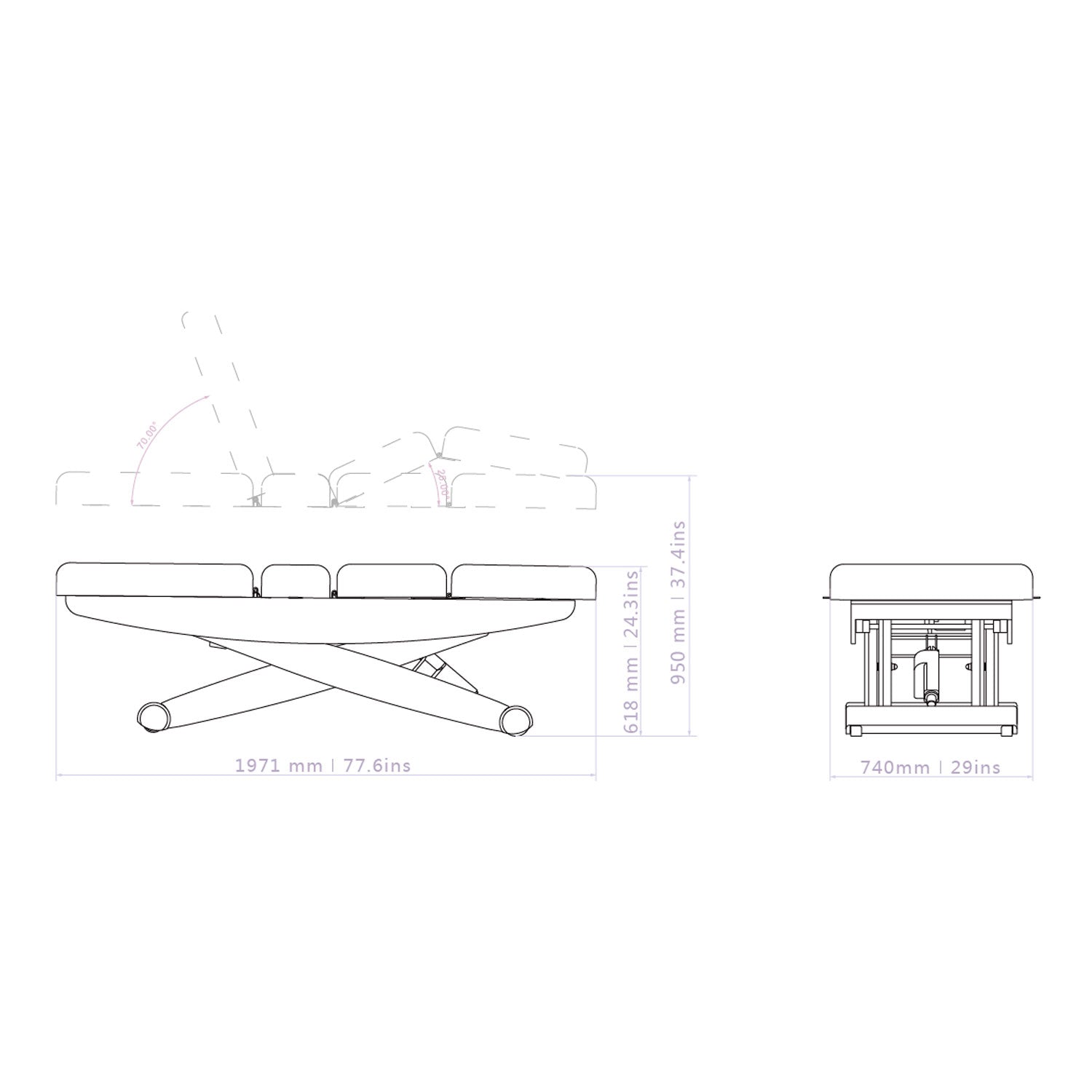 Standard Wooden Facial Table Bed
